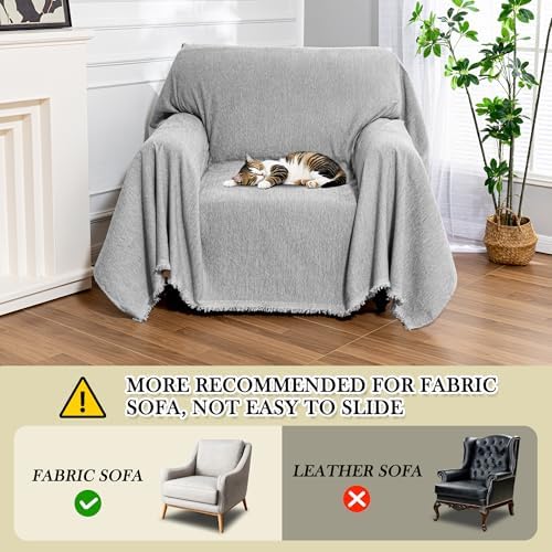 MEETSKY Chair Cover Recliner Covers Washable, Soft Small Couch Cover for Dogs, Oversized Armchair Covers Sofa Slipcover for Single Sofa, Pet-Friendly Furniture Protector, 71" X 91", Grey