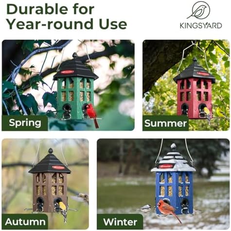 Kingsyard Hopper Bird Feeders for Outdoors Hanging, Squirrel-Proof