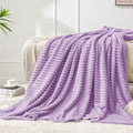 BEDELITE 3D Ribbed Lavender Fleece Throw Blanket for Couch, 50x60 Inch
