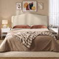 Pinmoco Full Upholstered Headboard, Height Adjustable Velvet, Beige
