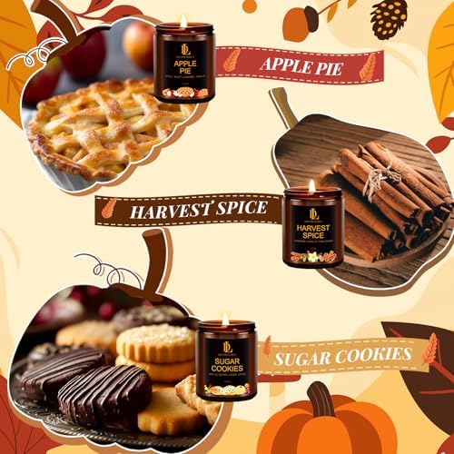 DL DREAMY DEWLA Fall Candles Set for Home Scented, 6 Pack 42oz, Soy Wax