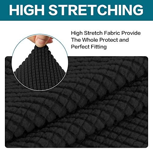 Turquoize Stretch Sofa Slipcover 2 Pieces Sofa Cover Couch Cover for 2 Cushion Couch Washable Furniture Protector Covers with Elastic Bottom Feature Thick Jacquard Fabric (Loveseat, Black)