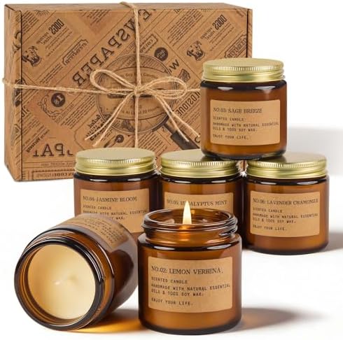 Candles for Home Scented, 6 Pack 3.5 Oz Soy Wax Candles Gifts Sets