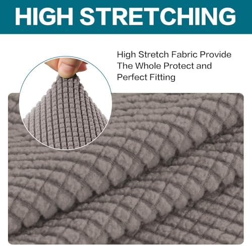 Turquoize 2 Piece Chair Covers Chair Slipcovers for Living Room Small Armchair Chair Cover with Arms Washable Furniture Cover for Chairs Feature Thick Jacquard Fabric (Small Armchair, Taupe)