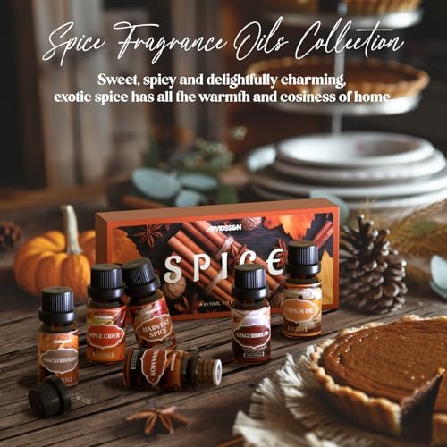 ARVIDSSON Autumn Spice Essential Oils Set, Fall Essential Oil for Diffuser - Cinnamon, Pumpkin Pie, Harvest Spice, Apple Cider, Gingerbread, Snickerdoodle, Cozy Fragrance Oils