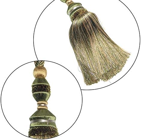 2Pcs Tassel Curtain Tiebacks Drapery Curtain Holdbacks-Green