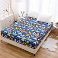 Bedding Fitted Sheet with Deep Pocket,Thicken Printed Fabric Bed Sheets (Navy Blue(Dinosaur), Twin XL)