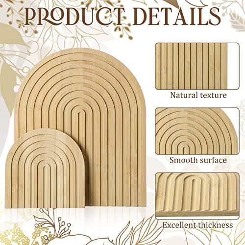 Chunful 2pcs Arch Cutting Board Boho Shelf Decor, Wood Color, Bamboo