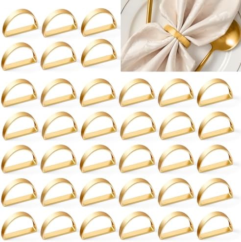 APTWOW Gold Napkin Rings Set of 200, Thanksgiving Christmas Table Decor