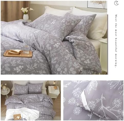 HighBuy Soft Cotton Twin Duvet Cover Garden Flowers Bedding Set Twin Teen Girls Lavender Floral Bedding Comforter Cover Botanical Flowers Boho Duvet Cover Set 3 Piece with Zipper Closure