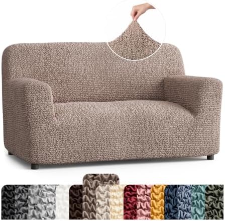 PAULATO Premium Stretch Couch Covers for Sofa - Sofa Chair Cover Washable, Dogs & Pets Friendly - Elastic Polyester Loveseat Slipcovers - Non-Slip Love Seat Couch Covers - Soft Taupe (40"-63" Wide)