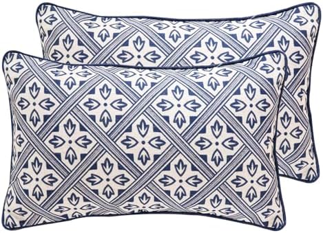 patdrea Designer French Blue Throw Pillow Cover,12"x20",Set of 2