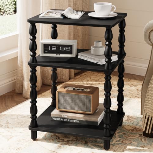 Yoobure Small Side Table - Black End Tables Living Room with Spindle Legs