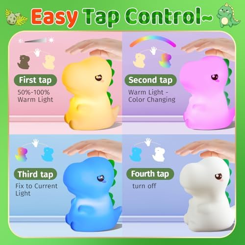 Dinosaur Toys for Kids 3-5, Remote 16 Colors Silicone Night Light for Kids