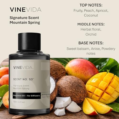 VINEVIDA [4 Fl Oz] Mountain Spring Fragrance Oil for Cold Air Diffusers, Essential Oils for Diffuser Oil Refill & Air Freshener Room Spray