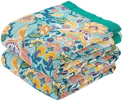 XIBLC Boho Blanket Throw Quilt, 100% Cotton Soft Light Weight Throw Blankets for Summer, 60"x80" Farmhouse Flower Decorative Blankets, All Season Rustic Reversible Bohemian Throw Quilt