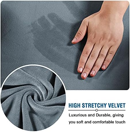 H.VERSAILTEX Rich Velvet Stretch 2 Piece Cover Chair Slipcover Sofa Cover Furniture Protector Couch Soft with Elastic Bottom Chair Couch Cover with Arms Width Up to 49 Inch(Chair, Stormy Blue)