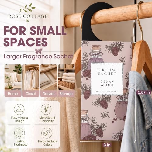 ROSE COTTAGE Large 12 Packs Cedar Wood Hanging Closet Deodorizer Air Freshener Long Lasting Scented Sachets Smell Goods for House
