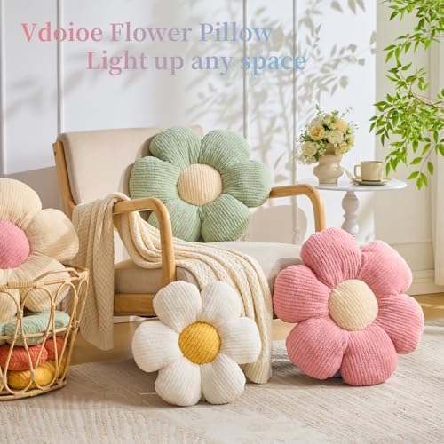Flower Pillow,19.6" Daisy Pillow Blue Throw Pillows