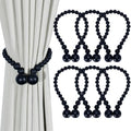 KLOGTSIND Magnetic Curtain Tiebacks, 6 Pack Wood Bead Curtain Holdbacks