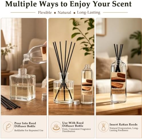 SCENTORINI Sandalwood Diffuser Reed Diffuser Refill Oil, 33.81 Fl Oz
