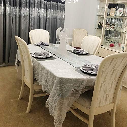 Fowecelt 2 Pack White Lace Tablecloth 60 × 120 Inch Lace Table Cloth for Rustic Boho Wedding Bridal Shower Party Decoration Classy Rectangle Overlay Long Vintage Embroidered Reception Table Cloth