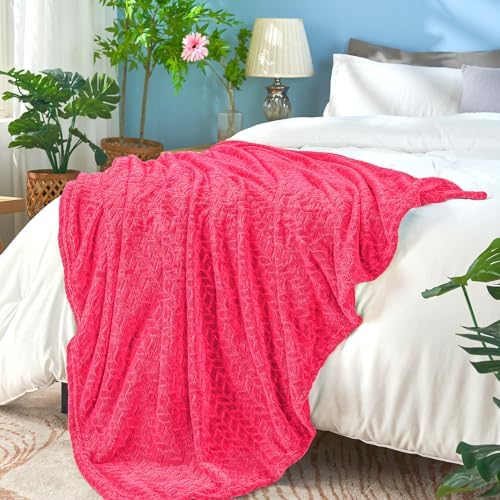 inhand Hot Pink Fleece Throw Blanket for Women, Super Soft Cozy Blankets for Mom, All Season Lightweight Fuzzy Blanket for Couch Sofa Chair, 50×60 Inches