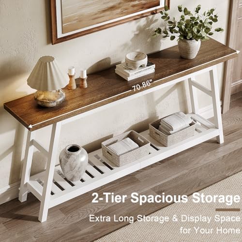 ChooChoo 70.9 Inch Long Console Tables for Entryway, Hallway Table, 2-Tier