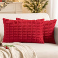 MIULEE Christmas Corduroy Decorative Throw Pillow Covers Pack of 2 Red 12x20
