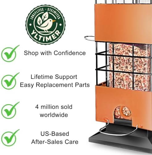 Squirrel Proof Metal Bird Feeder,3.5Lb,4 Ports,Weight Activated,Easy Refill