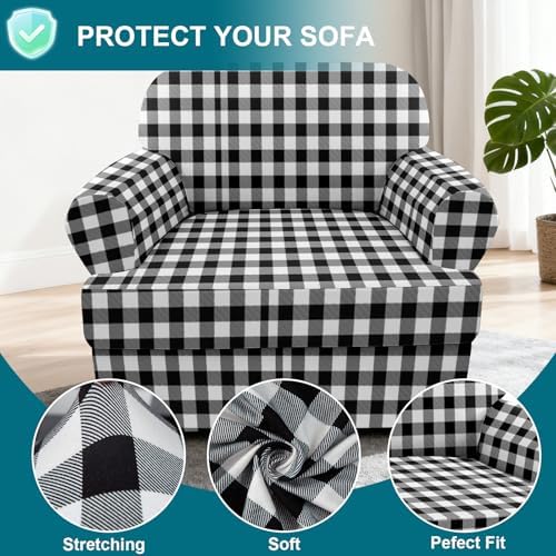 NILUOH 2-Piece T-Cushion Armchair Slipcover, Stretch Chair Cover with Separate Seat Cushion Cover, Soft Washable Furniture Protector for Living Room
