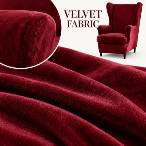NILUOH Velvet Wingback Chair Covers 2-Piece, Slipcovers for Living Room