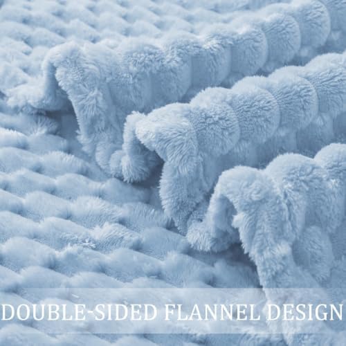 Exclusivo Mezcla Large 3D Fleece Throw Blanket for Couch, Stone Blue