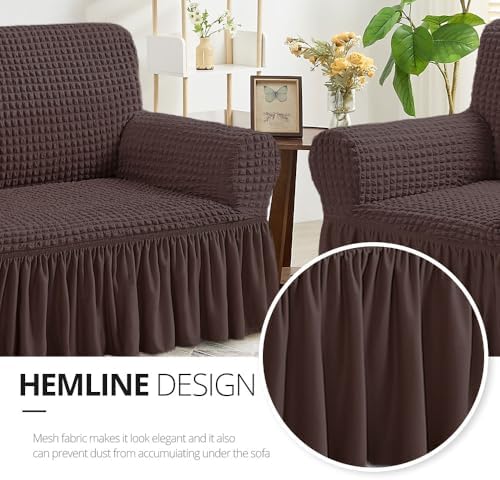 NICEEC Sofa Covers Brown Couch Cover Stretch Sofa Slipcovers with Skirt