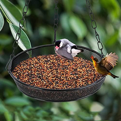 Bird Feeder, Hanging Bird Feeders for Outdoors Metal Mesh Birdfeeder Tray