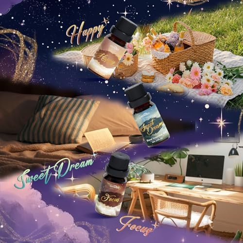 Essential Oil Blends, Harmony Essential Oil Set - Breathe, Sweet Dream, Relax, Happy, Focus, Air Freshening, Essential Oils for Diffusers for Home, Candle Making, Freshie Scents, Aromatherapy