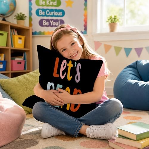 Rusenbao Kids Classroom Reading Corner Decor Throw Pillow Covers 18 x 18