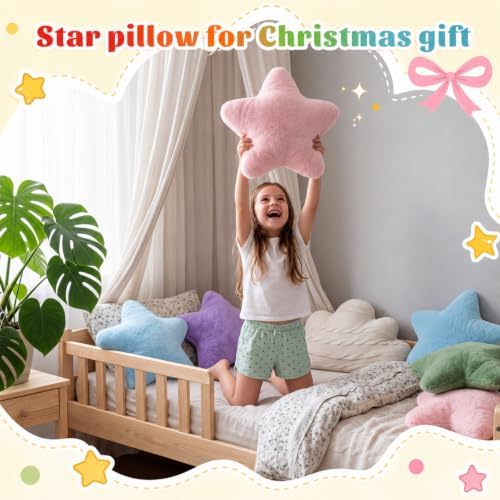 Soaoo 5 Pcs Star Fluffy Pillow Star Shape Pillow, Pastel Collection