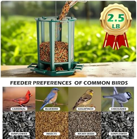 Birdream 4 Pack Bird Feeders for Outdoor Hanging, 10 LB Fun Installation Retro Pagoda Design Bird Feeder, Attracting Wild Birds Chickadees Goldfinches Cardinals Finches and Sparrows (Green)