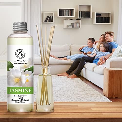 AROMATIKA Jasmine Essential Oil 200ml - Natural Reed Diffuser Refill for Long-Lasting Fragrance - Jasminum Officinale Oil - Air Freshener for Home, Office, Spa, Salon, Restaurant, Cafe, Bar