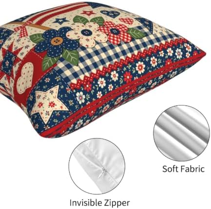 American Flag Decorative Throw Pillow Covers 18x18 Inch Set of 4