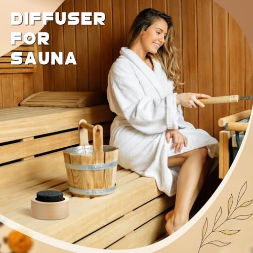 Chunful 6 Pcs Lava Rock Passive Diffuser for Essential Oils, Beech Wood