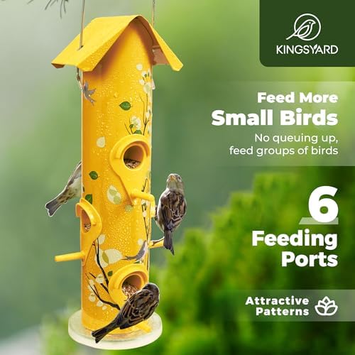 Kingsyard Metal Bird Feeders for Outdoors Hanging, Tube Bird Feeder