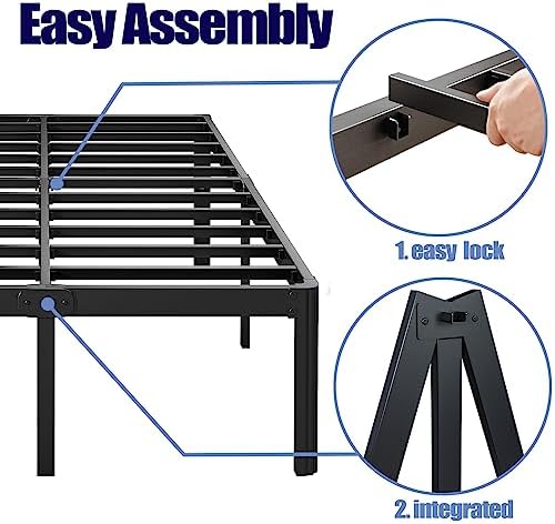 Hunlostten 12" Full Size Bed Frame No Box Spring Needed, Heavy Duty Metal Platform Bed Frame Full with Round Corners, Easy Assembly, Noise Free, Black