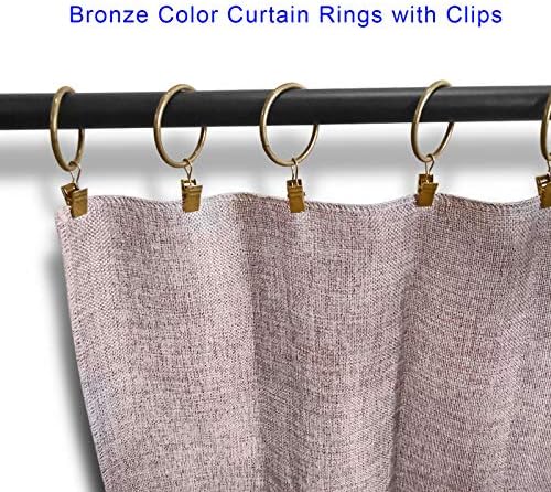 80 Pack Metal Curtain Rings with Clips, Drapery Clips Hooks, Decorative Curtain Rod Clips 1.5 in Interior Diameter, Antique Bronze