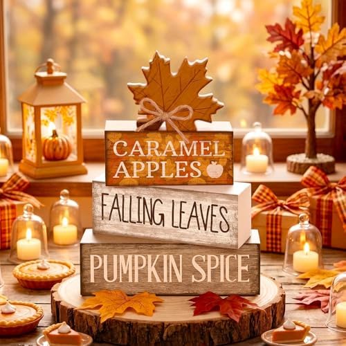 Moucuny 4 Pcs Fall Decor Wooden Maple Leaf Decoration Thanksgiving Decor