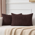 Kevin Textile Soft Corduroy 12"x20" Lumbar Pillow Covers 2 Pack, Coffee