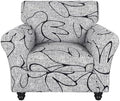 SearchI Stretch Sofa Cover Printed Couch Covers, Floral Pattern 2 Piece Armchair Slipcover with Separate Chair Cushion Cover, Washable Furniture Protector for Living Room(Armchair, Grey Lotus+White)
