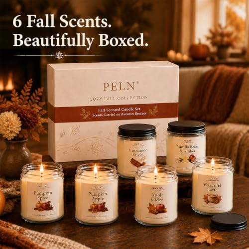 Fall Candles, 6 Pack Fall Scented Candles for Home, Autumn Gift Set