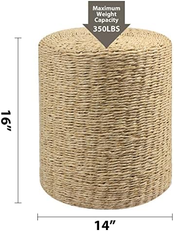 Wimarsbon Decor Round Pouf Ottoman Single Strand Paper Rope Pouf Footrest, Foot Stool, for Bed Room Living | Room | Accent Seat (Brown Paper Rope